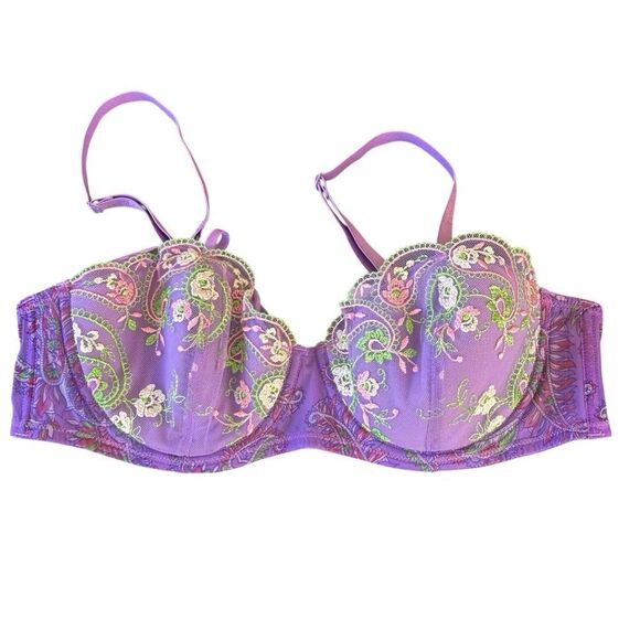 Savage xFenty bohemian Paisley, embroidered cage bra size 38B lavender purple - Picture 3 of 8